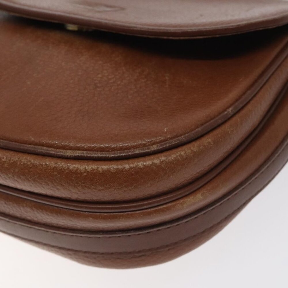 Authentic BURBERRY Shoulder Bag Leather Brown Gold - Picture 6 of 16